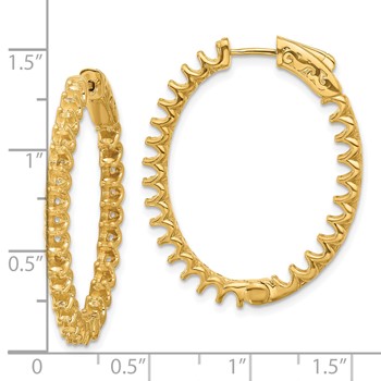 14K 3.1ct (Holds 52-2.5mm Round) In/Out Oval Hoop with Safety Clasp Earring Mountings — alternate view