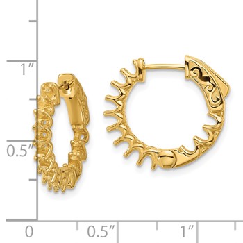 14K 1.2ct (Holds 24-2.3mm Round) In/Out Hoop with Safety Clasp Earring Mountings — alternate view