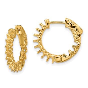 14K 1.2ct (Holds 24-2.3mm Round) In/Out Hoop with Safety Clasp Earring Mountings
