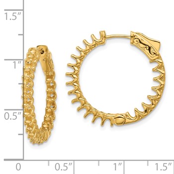 14K 2.1ct (Holds 42-2.3mm Round) In/Out Hoop with Safety Clasp Earring Mountings — alternate view