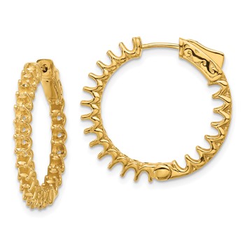 14K 2.1ct (Holds 42-2.3mm Round) In/Out Hoop with Safety Clasp Earring Mountings