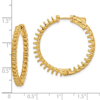 14K 2.9ct (Holds 58-2.3mm Round) In/Out Hoop with Safety Clasp Earring Mountings — alternate view