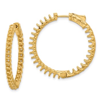 14K 2.9ct (Holds 58-2.3mm Round) In/Out Hoop with Safety Clasp Earring Mountings