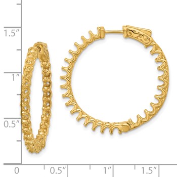 14K 3.2ct (Holds 54-2.5mm Round) In/Out Hoop with Safety Clasp Earring Mountings — alternate view