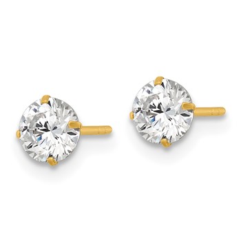 14k Polished 5.00mm Round CZ Stud Post Earrings — alternate view