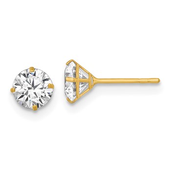 14k Polished 5.00mm Round CZ Stud Post Earrings