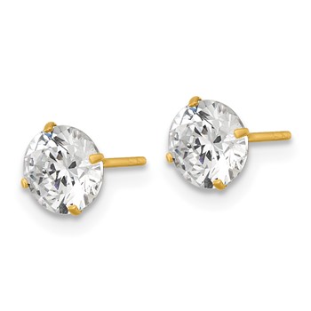 14k Polished 6.00mm Round CZ Stud Post Earrings — alternate view