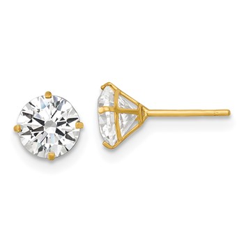 14k Polished 6.00mm Round CZ Stud Post Earrings