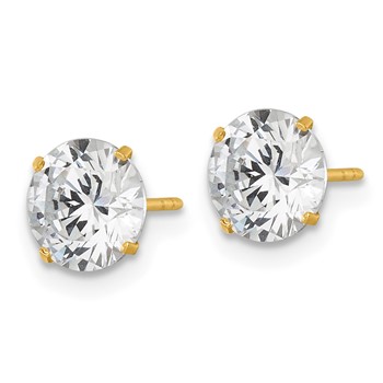14k Polished 7.00mm Round CZ Stud Post Earrings — alternate view