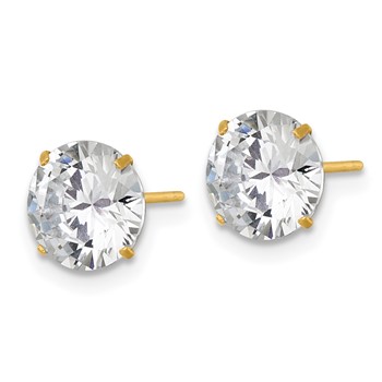 14k Polished 8.00mm Round CZ Stud Post Earrings — alternate view