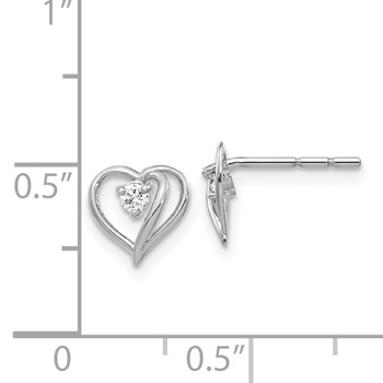 14k White Gold Holds 2-1.7mm Diamond Heart Post Earring Mountings — alternate view
