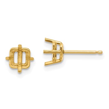 14k 5mm Square Post Earring Mountings
