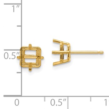 14k 6mm Square Post Earring Mountings — alternate view