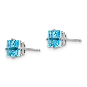 14k White Gold 6mm Square Post Earring Mountings — alternate view