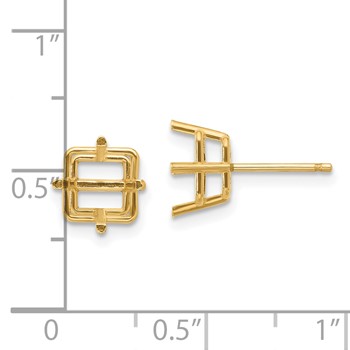 14k 7mm Square Post Earring Mountings — alternate view