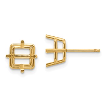 14k 7mm Square Post Earring Mountings