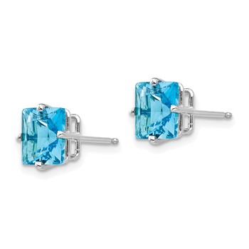 14k White Gold 7mm Square Post Earring Mountings — alternate view