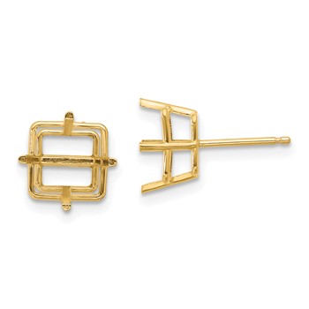 14k 8mm Square Earring Mountings