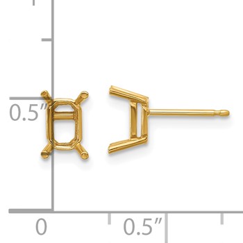 14k 6x4mm Emerald-cut Post Earring Mountings — alternate view