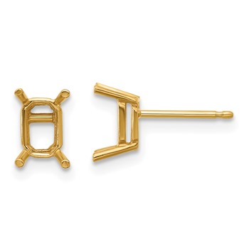 14k 6x4mm Emerald-cut Post Earring Mountings