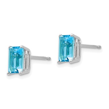 14k White Gold 7x5mm Emerald Post Earring Mountings — alternate view
