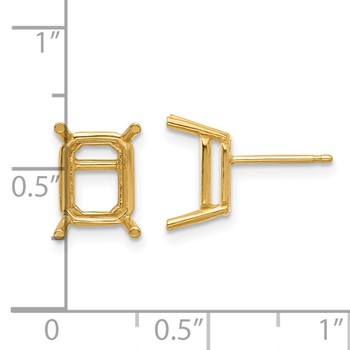 14k 9x7mm Emerald Post Earring Mountings — alternate view