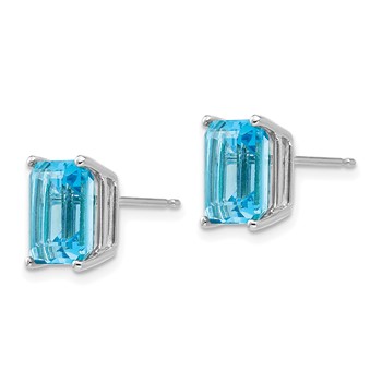 14k White Gold 9x7mm Emerald Post Earring Mountings — alternate view