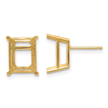 14k 10x8mm Emerald Post Earring Mountings
