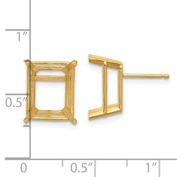14k 12x10mm Emerald-cut Post Earring Mountings — alternate view