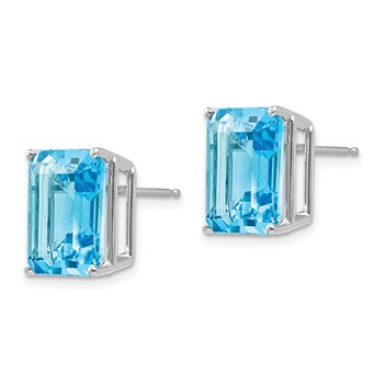 14k White Gold 12x10mm Emerald-Cut Post Earring Mountings — alternate view