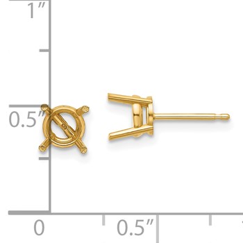 14k 6mm Round Post Earring Mountings — alternate view