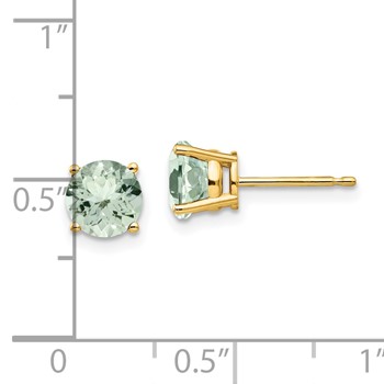 14k 6mm Round Green Quartz Earrings — alternate view
