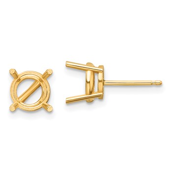 14k 7mm Round Post Earring Mountings