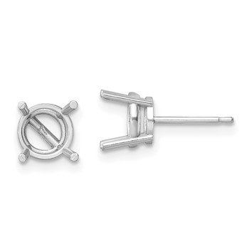 14k White Gold 7mm Round Post Earring Mountings