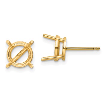 14k 8mm Round Post Earring Mountings