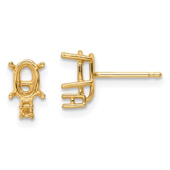 14k 6x4 Oval and Diamond Post Earring Mountings