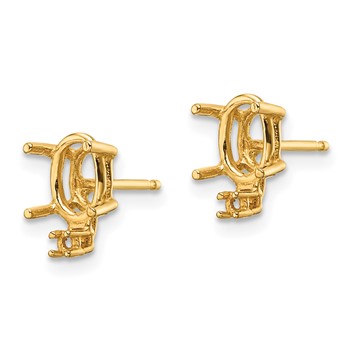 14k 7x5 Oval and Diamond Post Earring Mountings — alternate view
