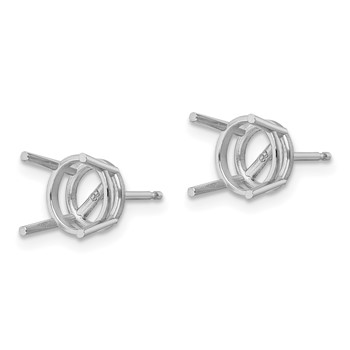 14k White Gold 8mm Round Earring Mountings — alternate view