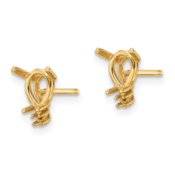 14k 6x4mm Pear and Diamond Post Earring Mountings — alternate view
