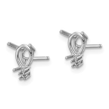 14k White Gold 6x4mm Pear and Quality Diamond Post Earring Mountings — alternate view