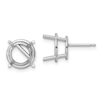 14k White Gold 10mm Round Earring Mountings
