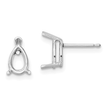 14k White Gold 7x5mm Pear Post Earring Mountings