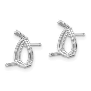 14k White Gold 8x5mm Pear Post Earring Mountings — alternate view