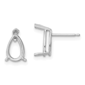 14k White Gold 9x6mm Pear Post Earring Mountings