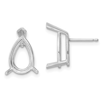 14k White Gold 12x8 Pear Earring Mountings