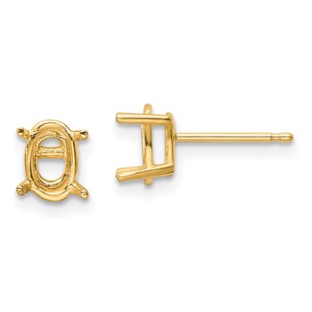 14k 7x5 Oval Post Earring Mountings