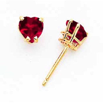 14k 5mm Heart Ruby Earrings