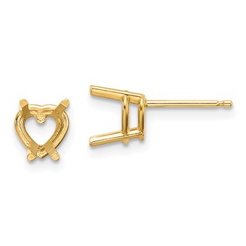 14k 6mm Heart Earring Mountings