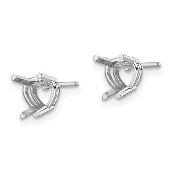 14k White Gold 6mm Heart Earring Mountings — alternate view