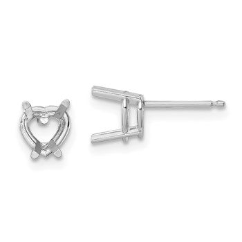 14k White Gold 6mm Heart Earring Mountings